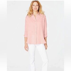 J.Jill LOVE LINEN Perfect SHIRT Relaxed In Rosewater Pink Long Sleeve Button S